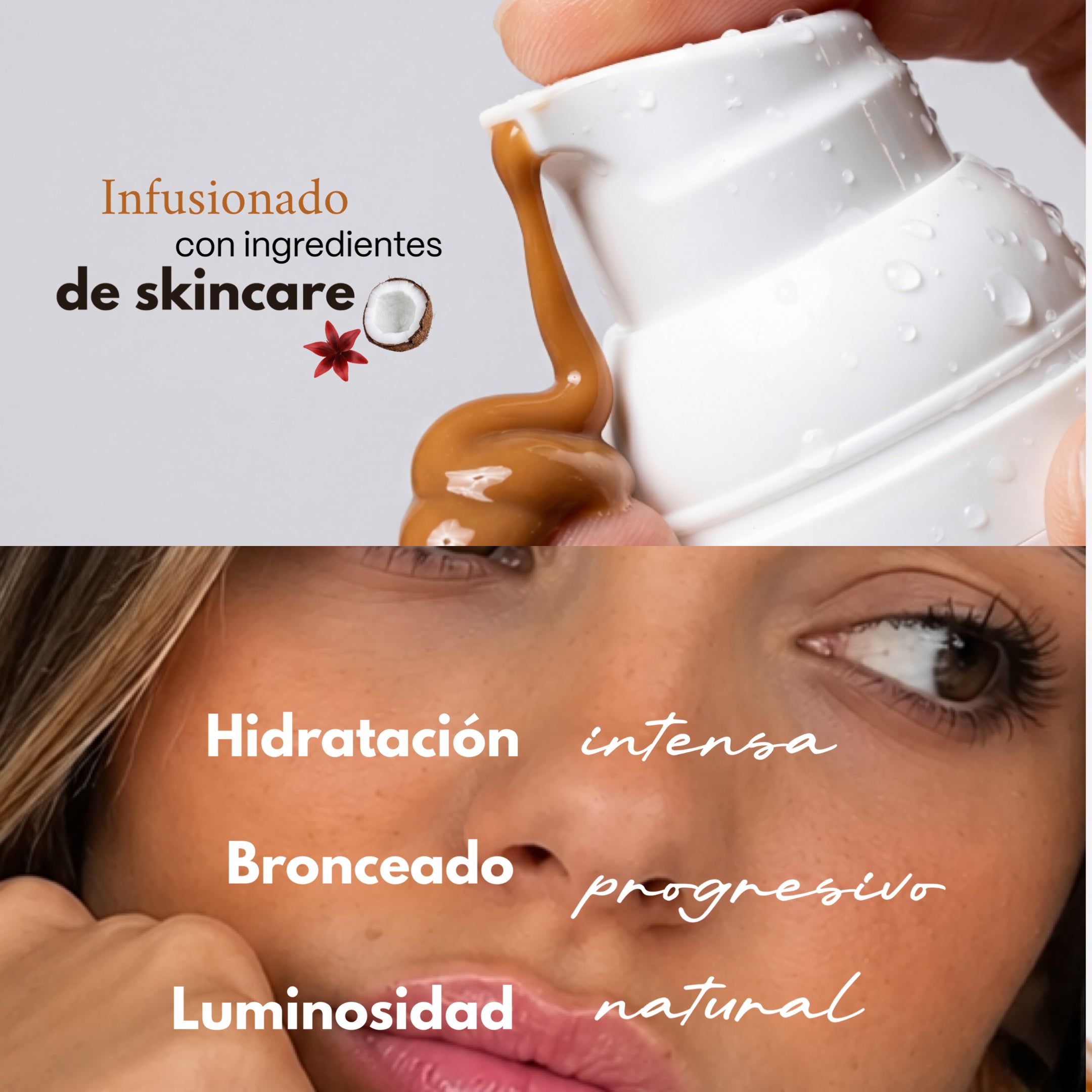 Sérum facial hidratante con autobronceador gradual